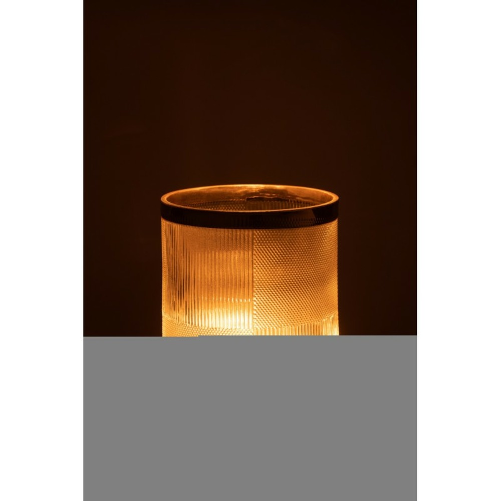 Vase cylindrique avec motif en verre à fond or 13x21cm