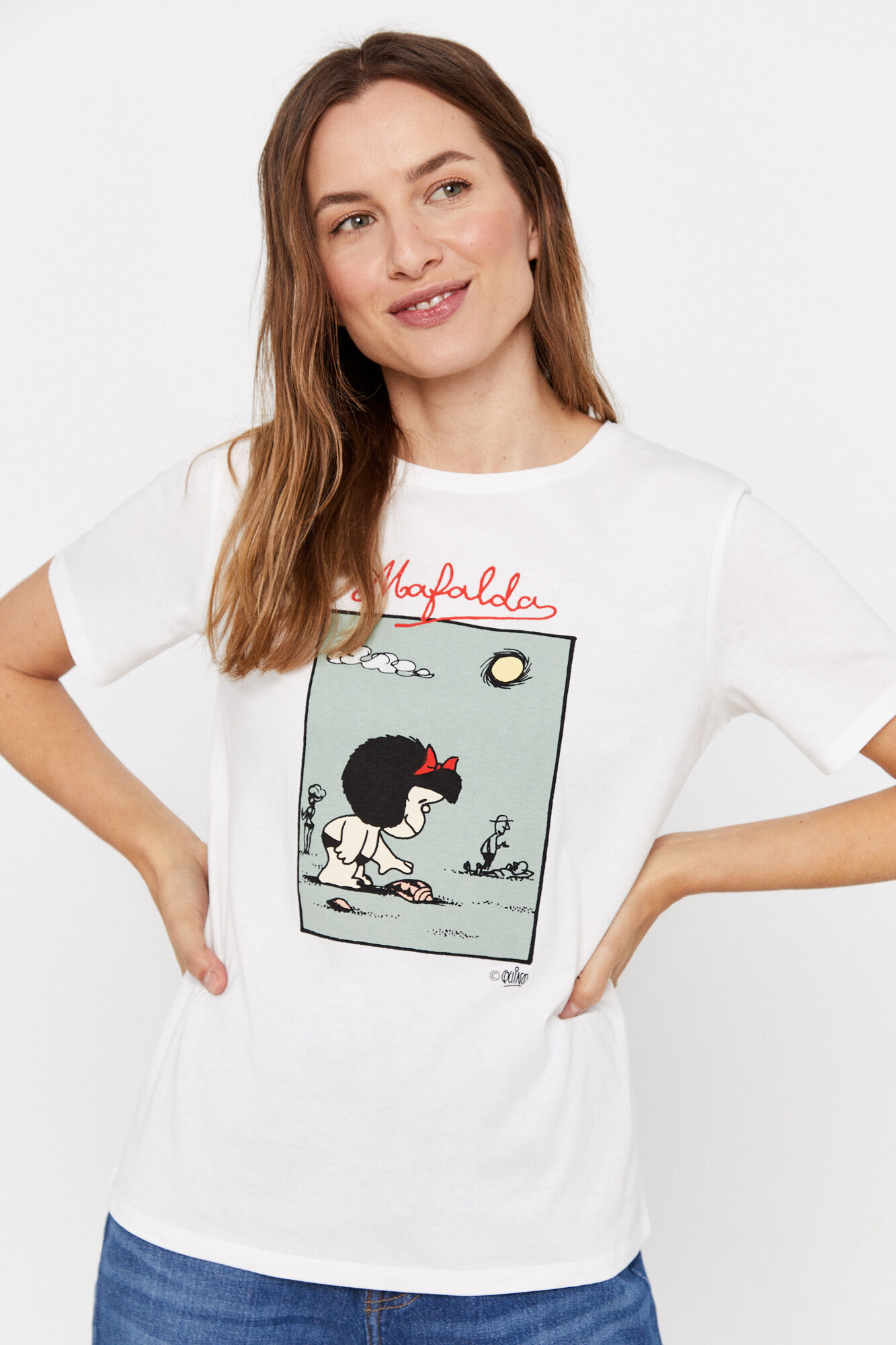 Camiseta Mafalda - Estampa branca