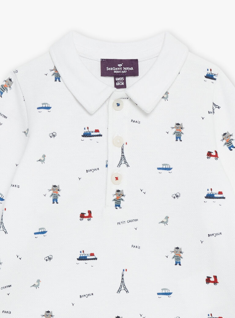 Polo écru à imprimé Paris
