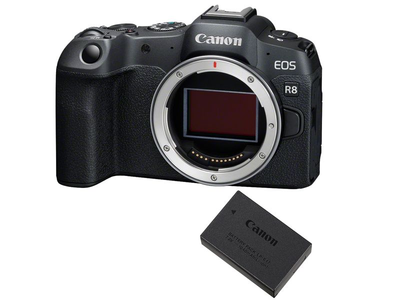 Canon Fotokamera EOS R8 Kit LP-E17 Akku Vollformat-Hybridkamera inklusive Akku