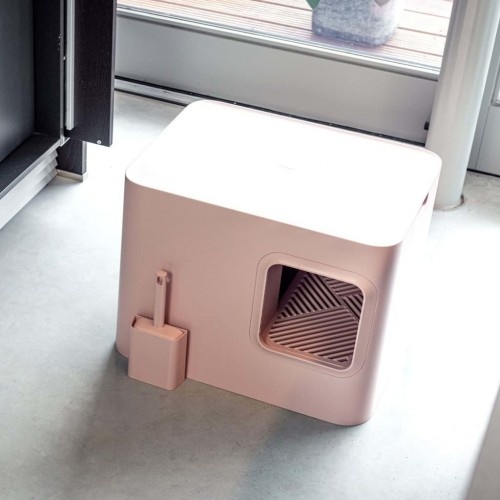 Caixa de areia rosa para gatos