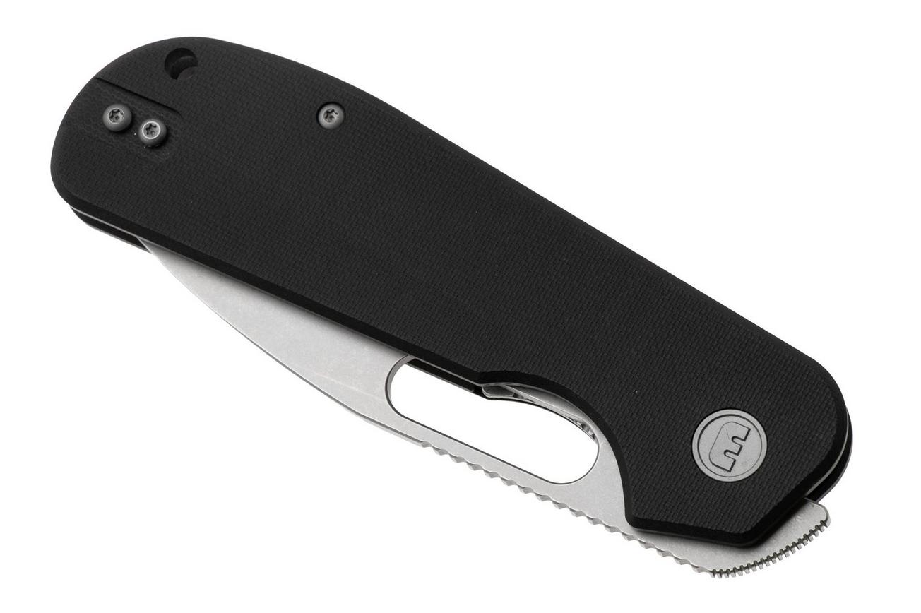 Eutektik EFD EFD-BSW-L Stonewashed 14C28N, Black G10, linkshandig zakmes