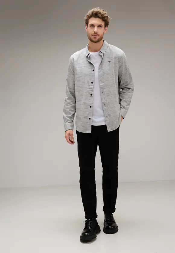 Melange Hemd - stone grey melange