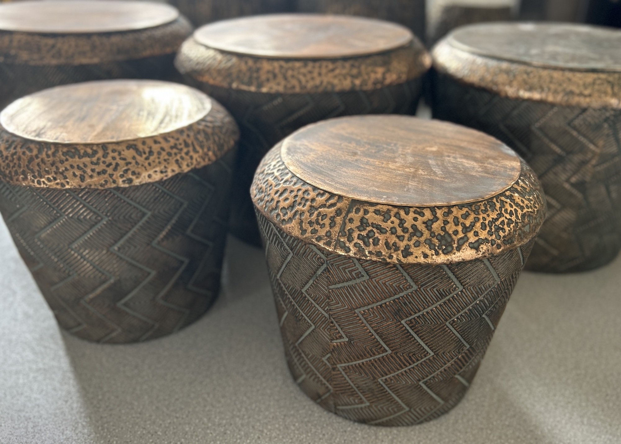 2er-Set Metallhocker 'Marissa', antik gold von fischer's lagerhaus
