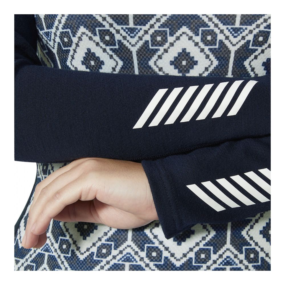Helly Hansen LIFA MERINO MIDWEIGHT GRAPHIC 1/2 ZIP - Sous-couche Femme navy star pixel