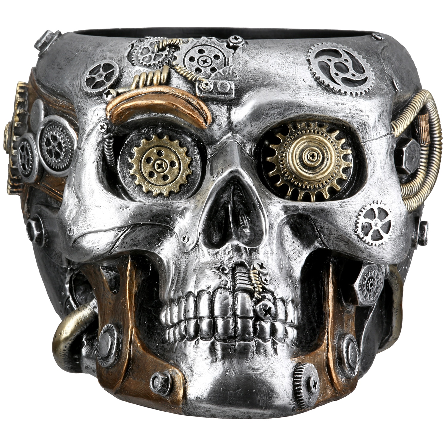 GILDE Übertopf »Übertopf Totenschädel Steampunk Skull planter silberfarben H. 14 cm«