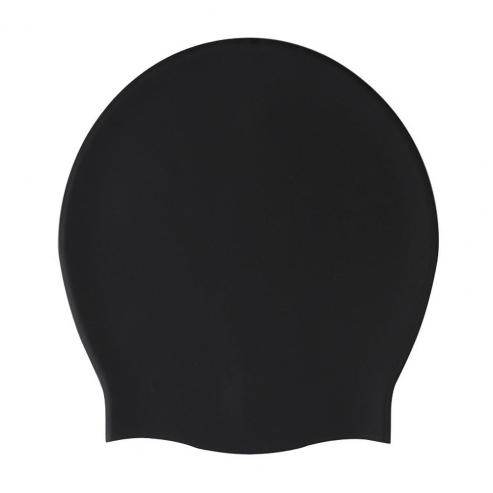 Silikon Bade Kappe Dehnbare Schwimm Haube Bademütze für Lange Haare - Schwarz