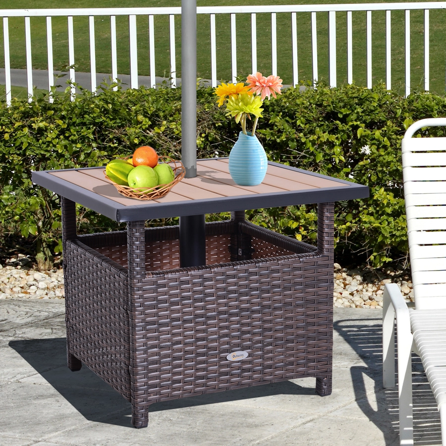 Outsunny Polyrattan Gartentisch braun