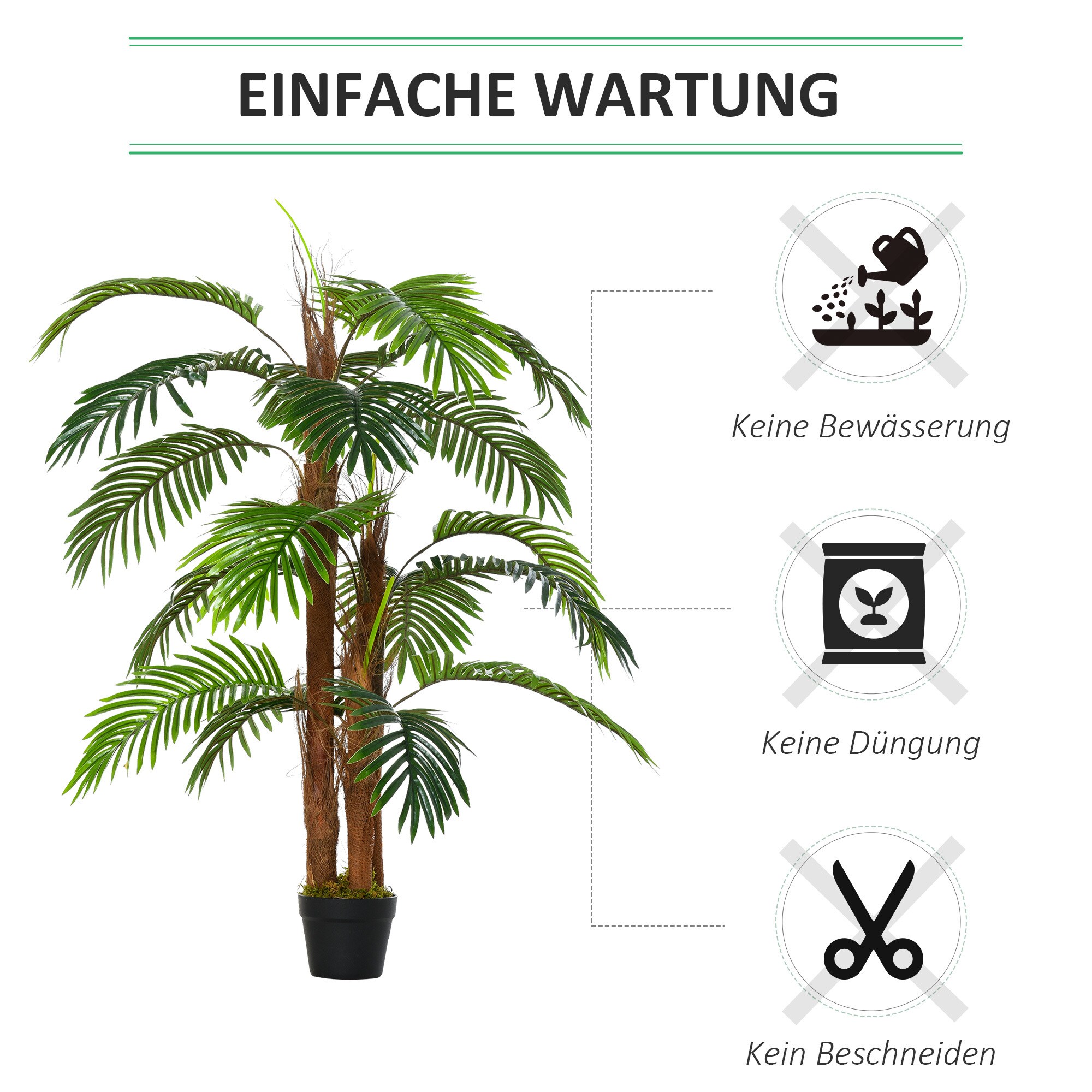 Outsunny künstliche Pflanze in Palmen Design grün 16L x 16B x 120H cm