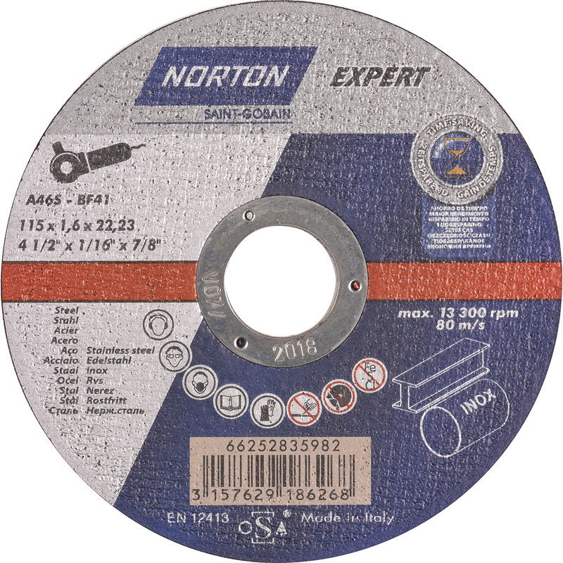 Norton Expert doorslijpschijf staal/inox 115x1,6x22,23mm