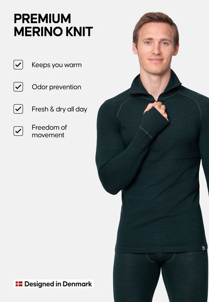 MERINOULD BASELAYER HALF-ZIP BLUSE TIL MÆND