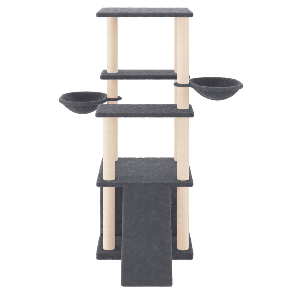 Arranhador para gatos vidaXL com hastes de sisal cinza escuro, 133 cm