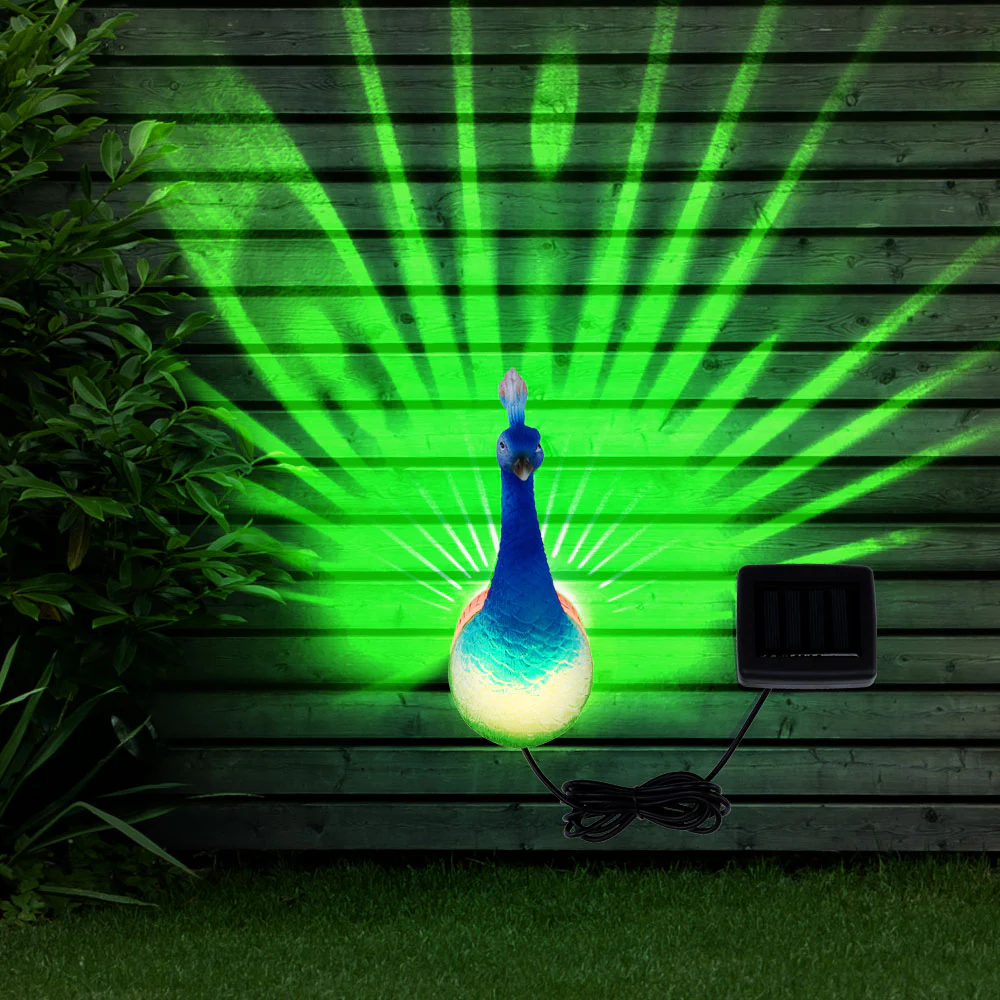 RGB LED Solarleuchte, Pfau-Design, Wandmontage, L 11 cm