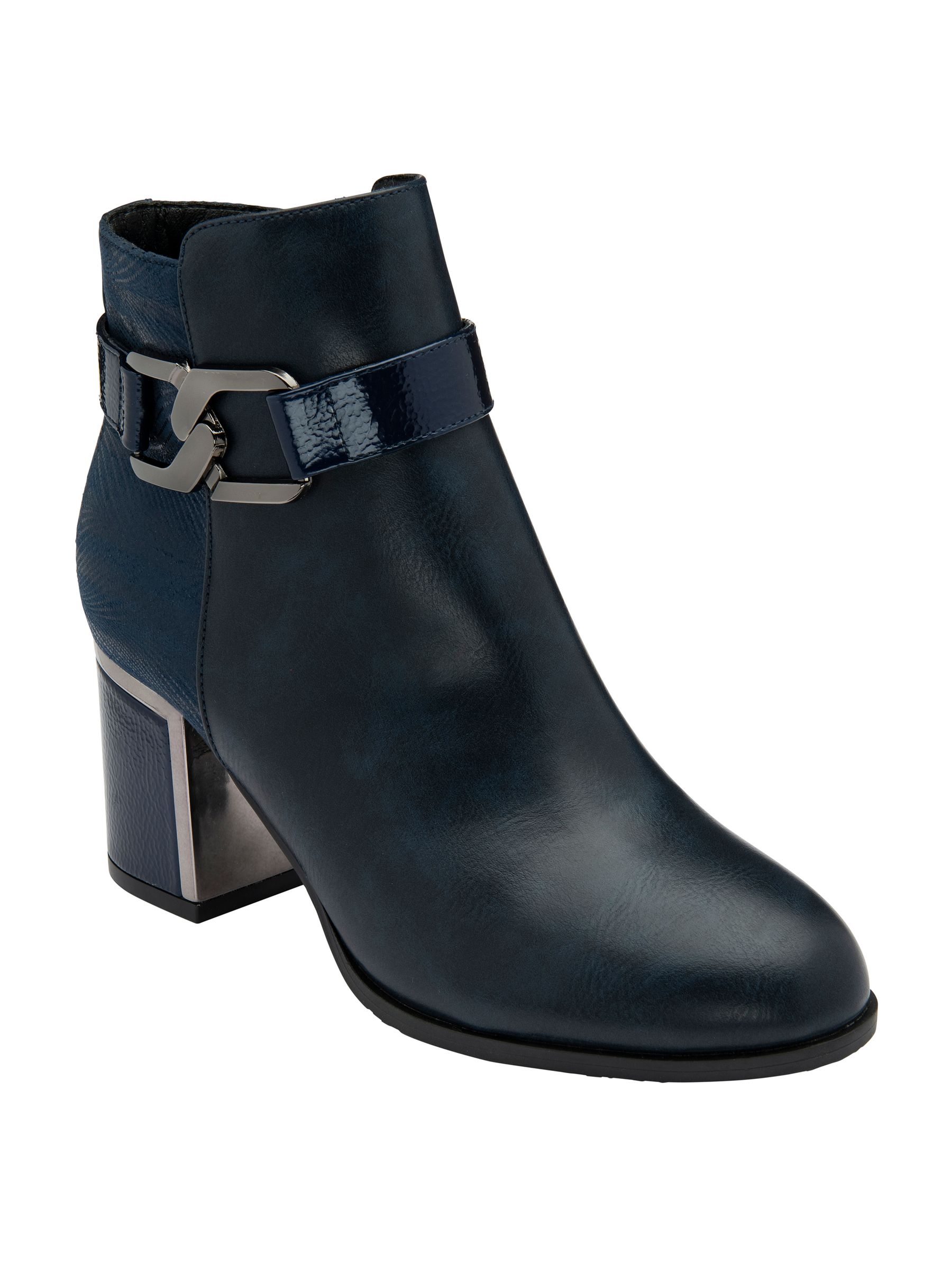 Blauw - Lotus - Lakleren enkellaarzen met veters