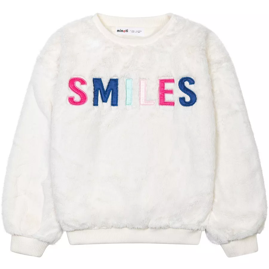 MINOTI Rundhalspullover Smiles Weiß