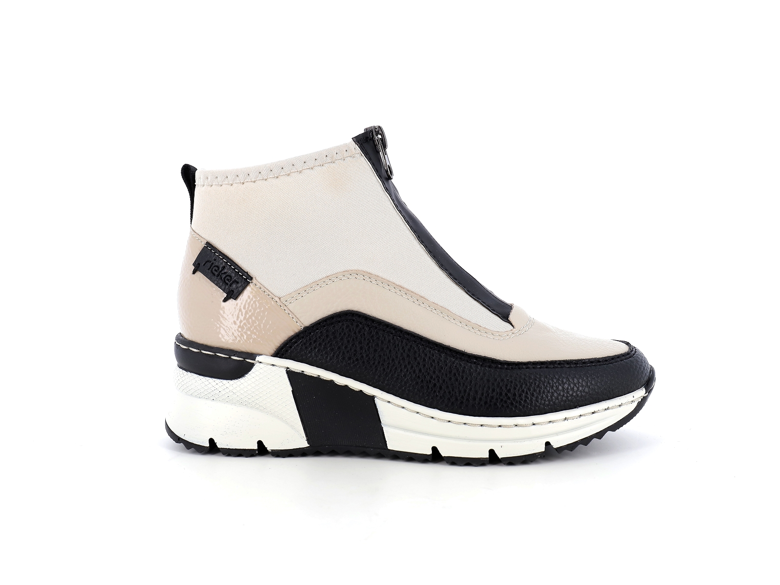 Rieker-N6352 Matières combinées Beige Noir