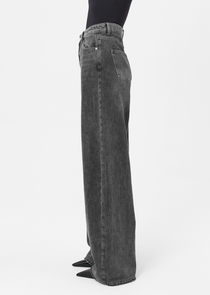 Wide leg classic jeans grijs