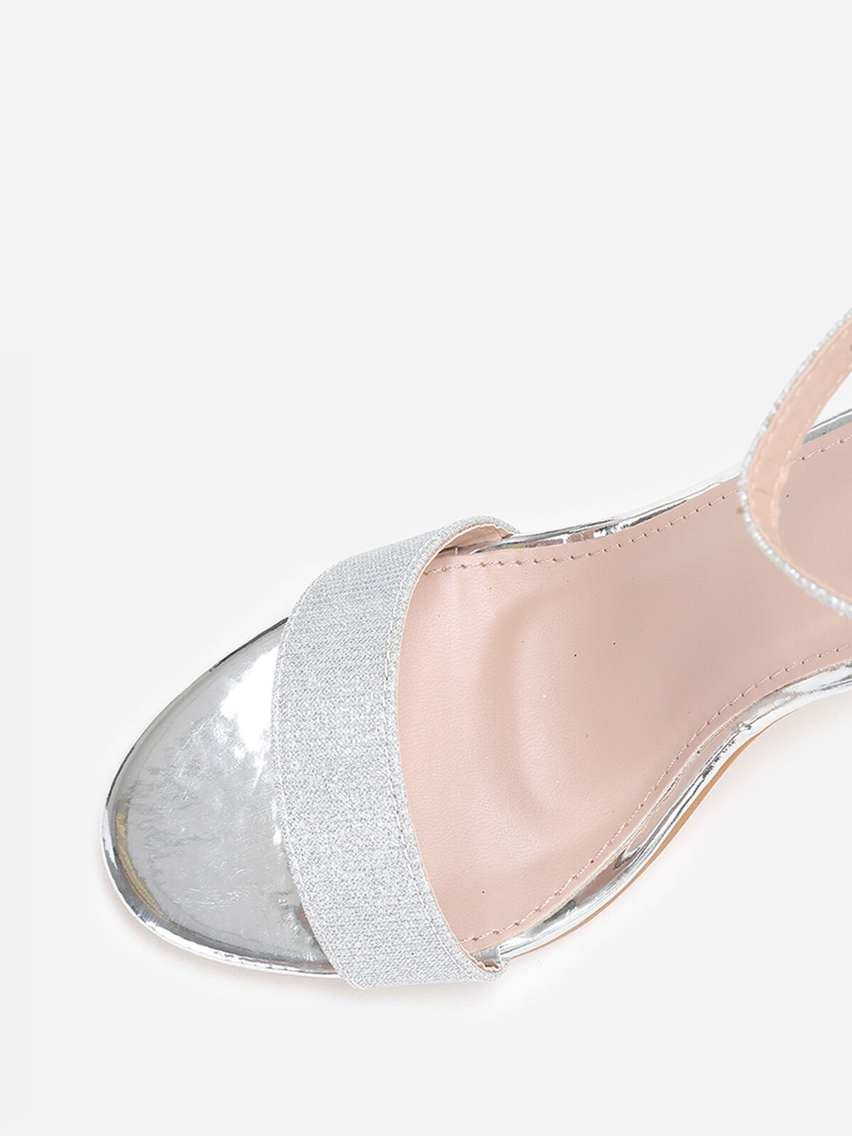Sandales vernies en tissu pailleté- Argenté