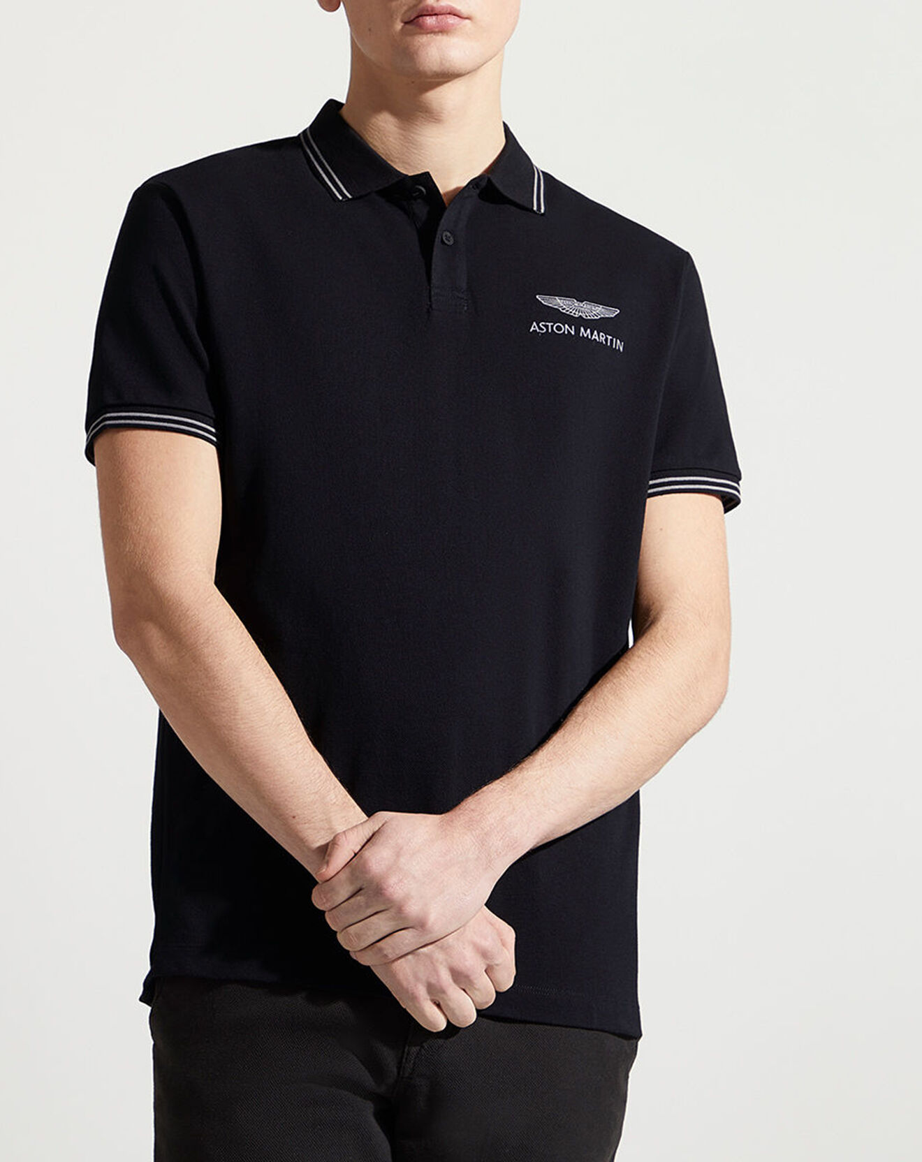 Hackett London Polo Regular Fit uni Aston Martin Racing Logo noir