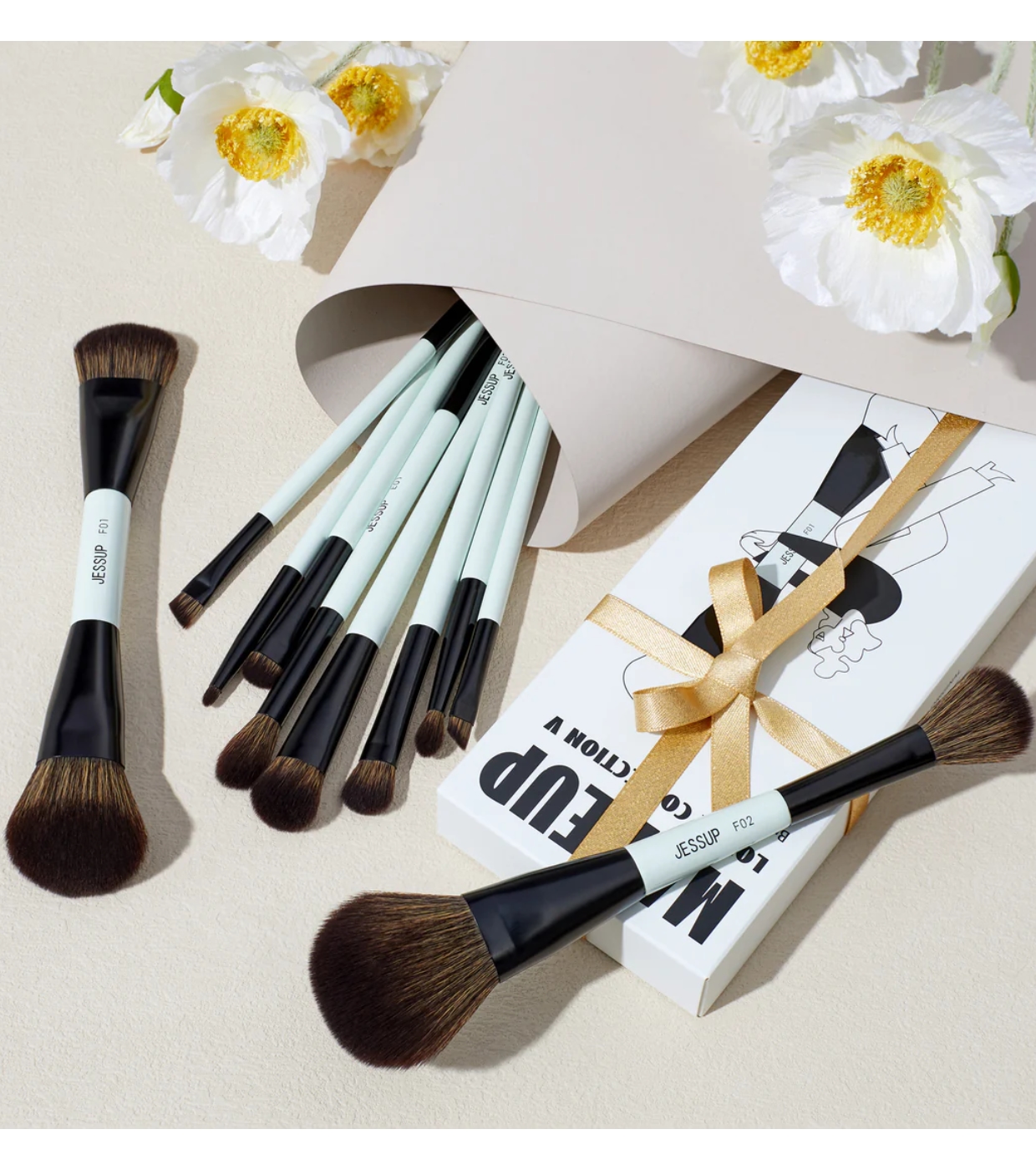 Jessup Beauty - *Makeup Lover Collection V* - Conjunto de 10 pincéis - Bright Cyan