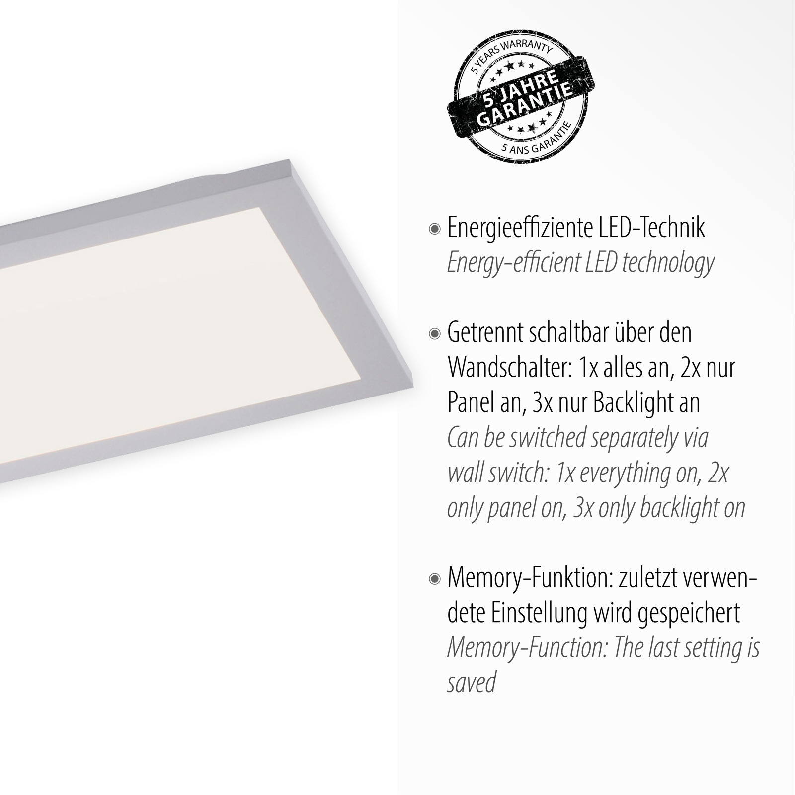 LED-Deckenleuchte - weiß - Serienschalter