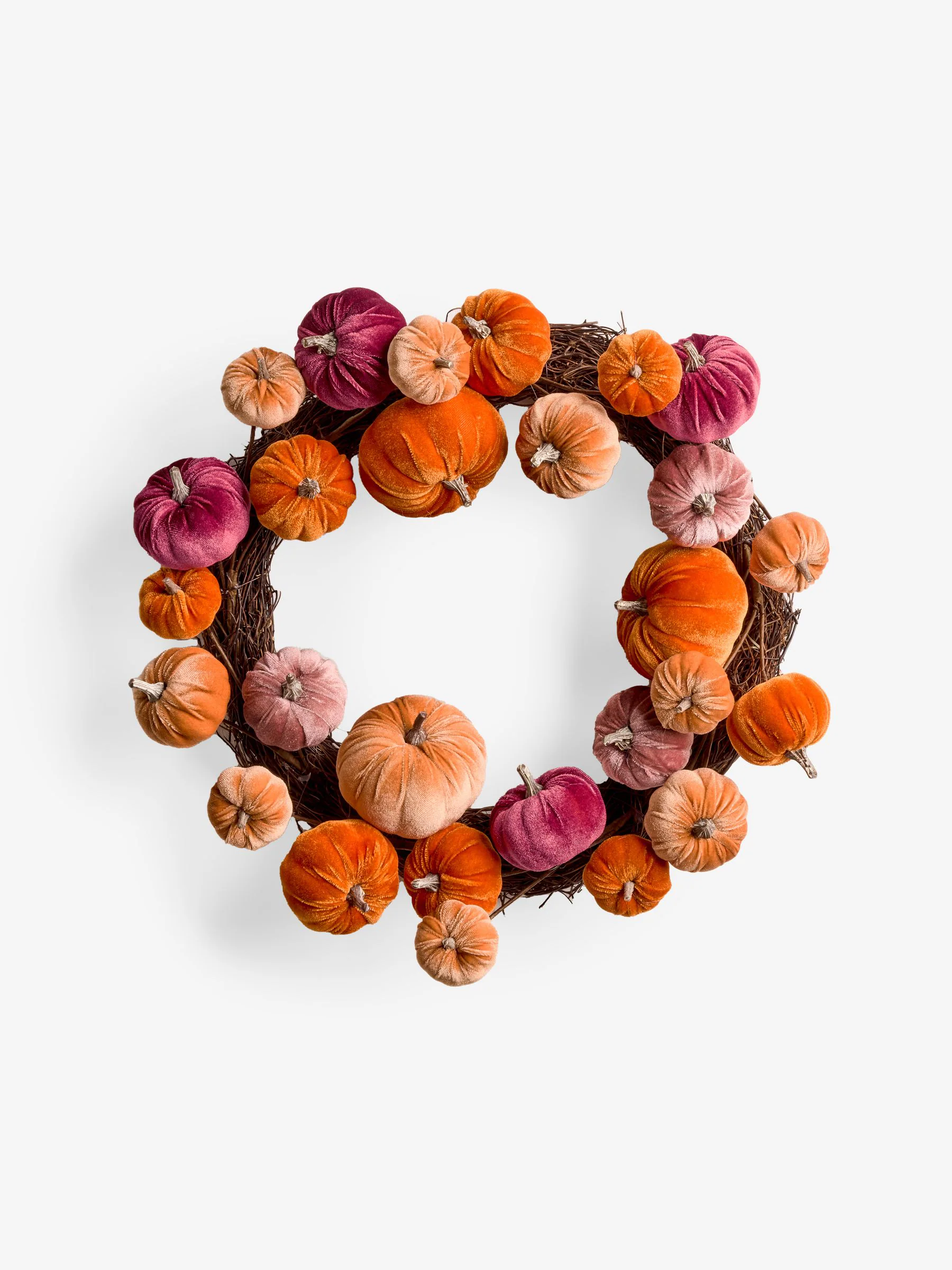 Fluwelen herfstkrans met pompoen