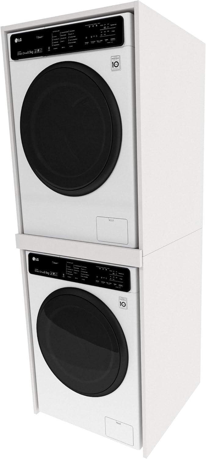 Waschmaschinenschrank offen – Waschmaschinen Überbauschrank in Weiß – 66x180x65 cm – Offenes Bad- & Hauswirtschaftsregal – für Waschmaschine oder Trockner geeignet