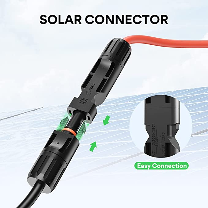 (5m) Solar Verlängerungskabel IP67 Kupfer mit Buchse und Stecker 12 AWG / 20 Ampere - Rot / Schwarz