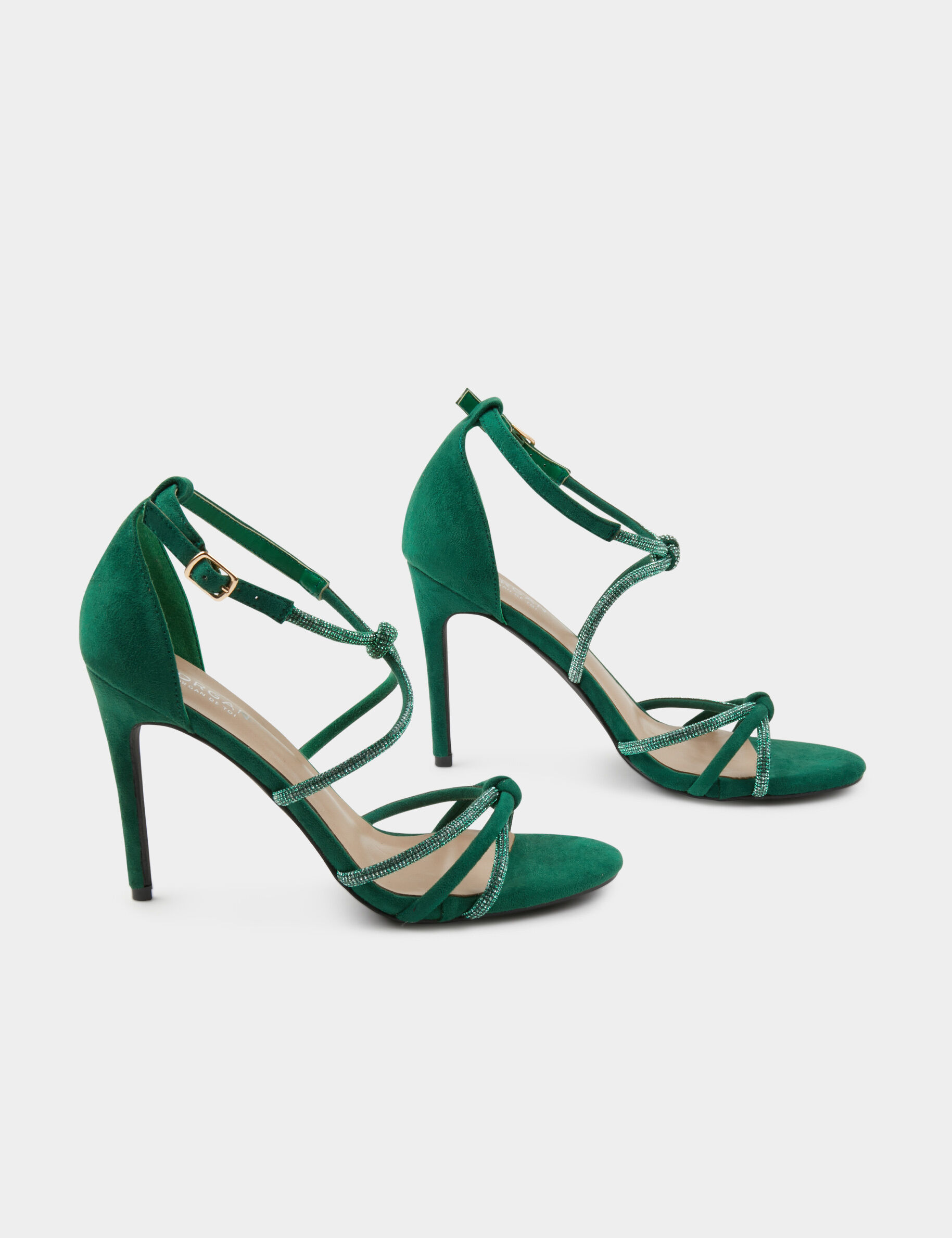 Sandales à talons avec brides strass vert femme - vert
