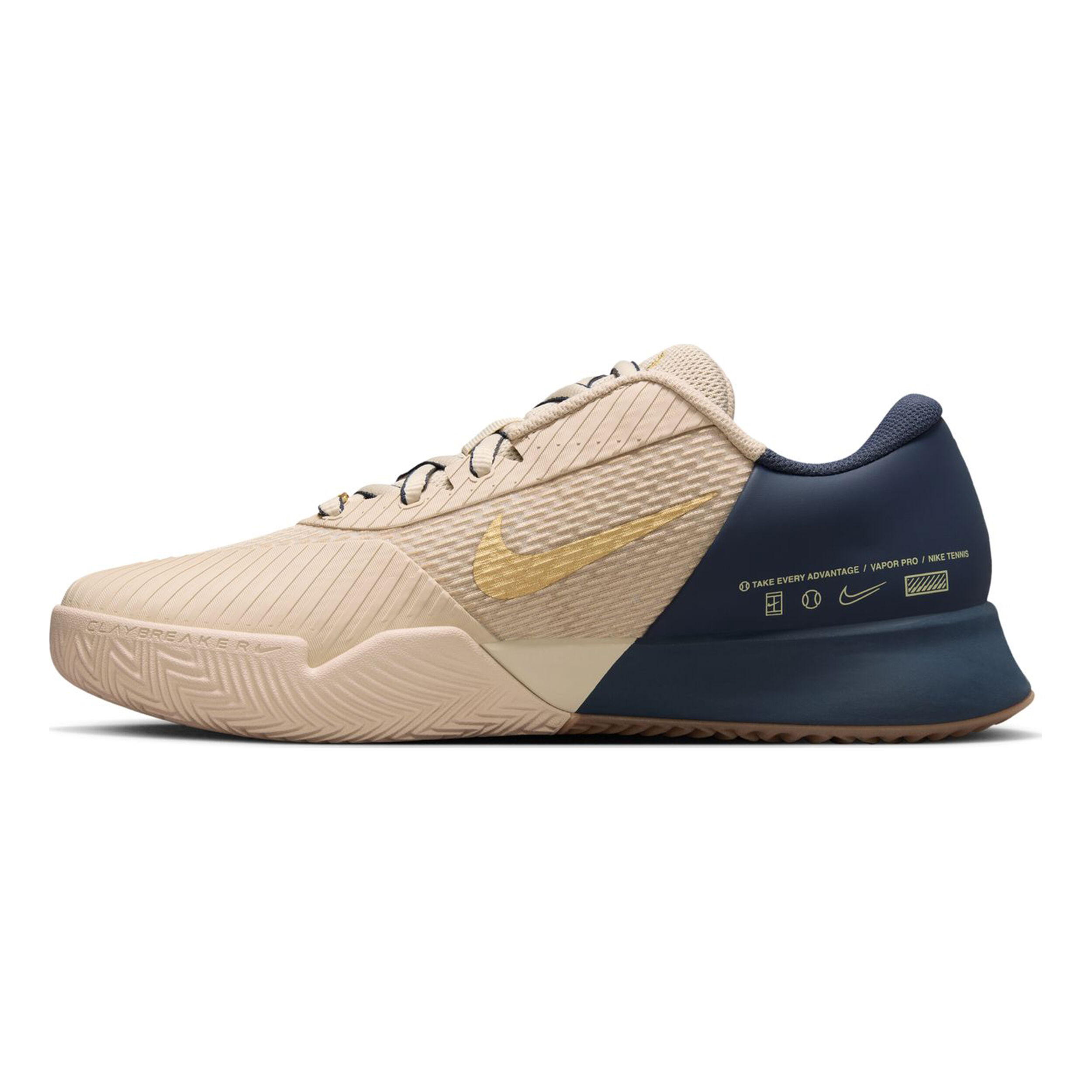 Nike Air Zoom Vapor Pro 2 PRM Chaussure Terre Battue Hommes - Beige , Bleu Foncé
