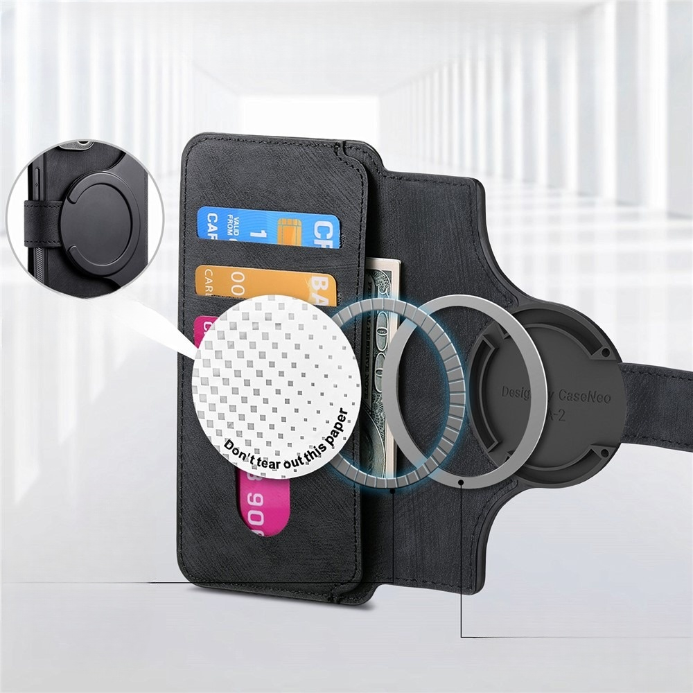 iPhone 16 Pro MagSafe Leder Case Schutzhülle   Abnehmbare Tasche inkl. Kartenfächer - Schwarz