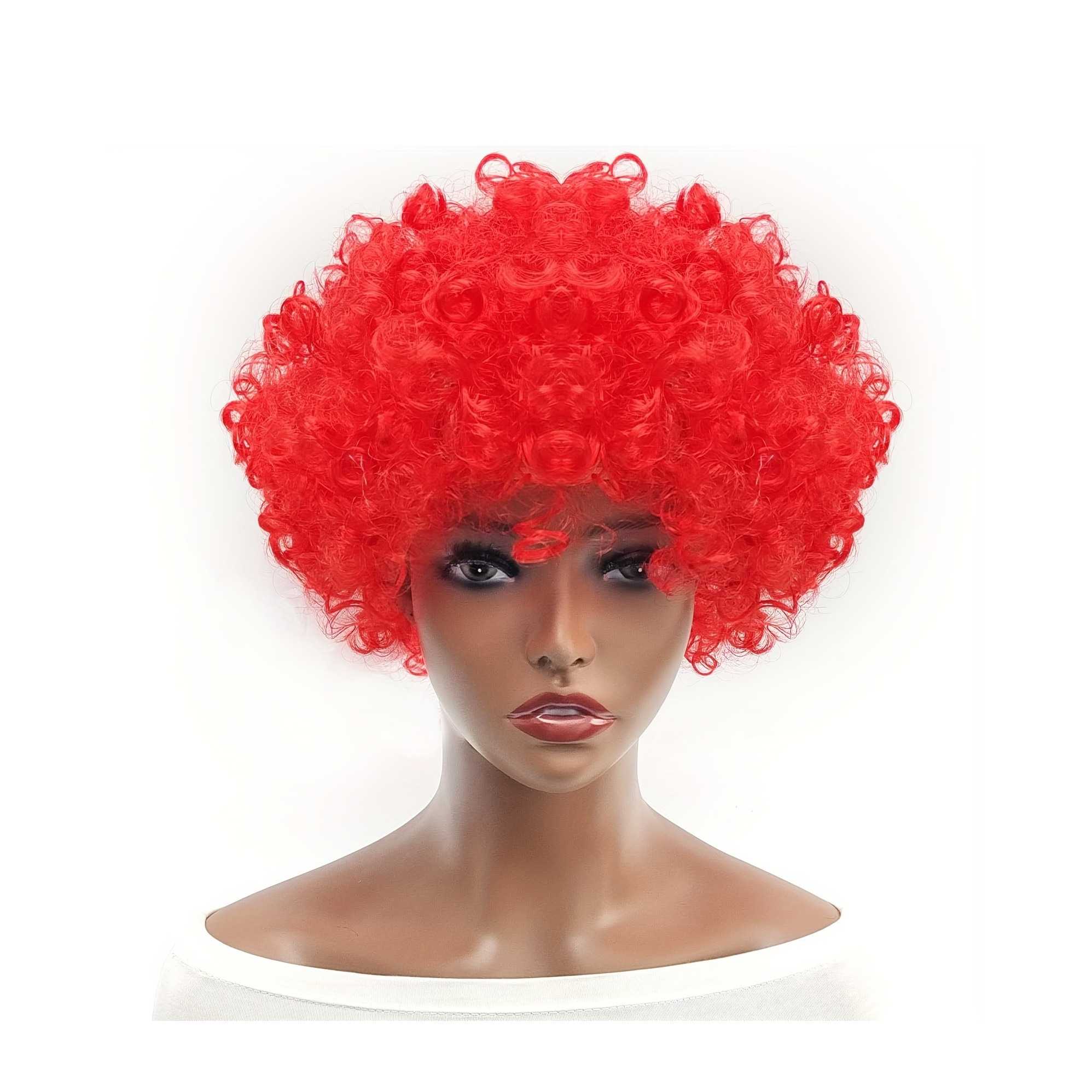 Afro Perücke mit Locken Fasnacht Kostüm Zubehör Motto Party / Halloween Accessoire - Rot