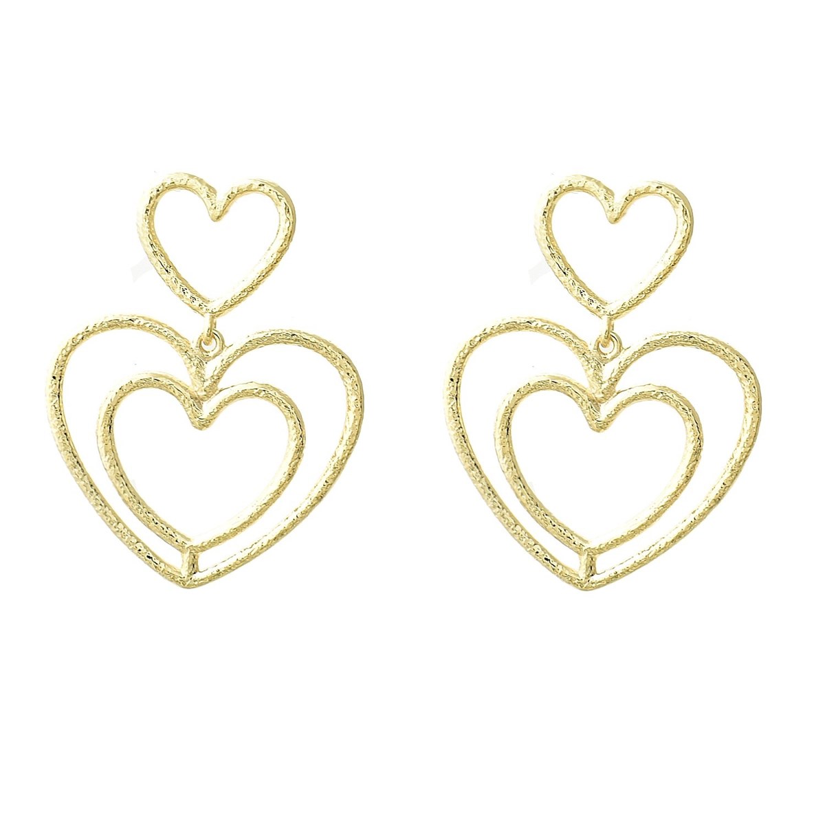 Boucles d'oreilles 3 coeurs Plaqué OR 750 3 microns