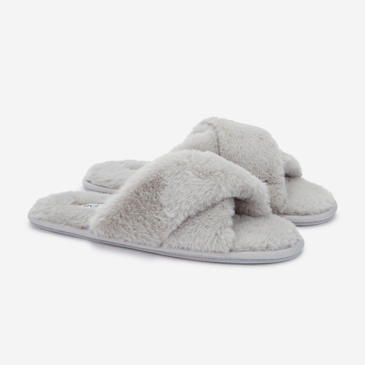 Jack Wills Faux Fur Cross Over Slippers