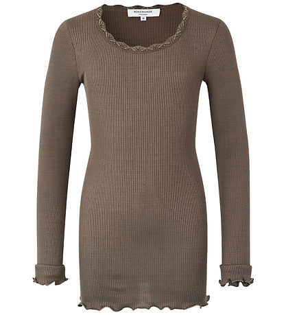 Rosemunde Bluse - Seide/Baumwolle - Rib - Falcon m. Spitze