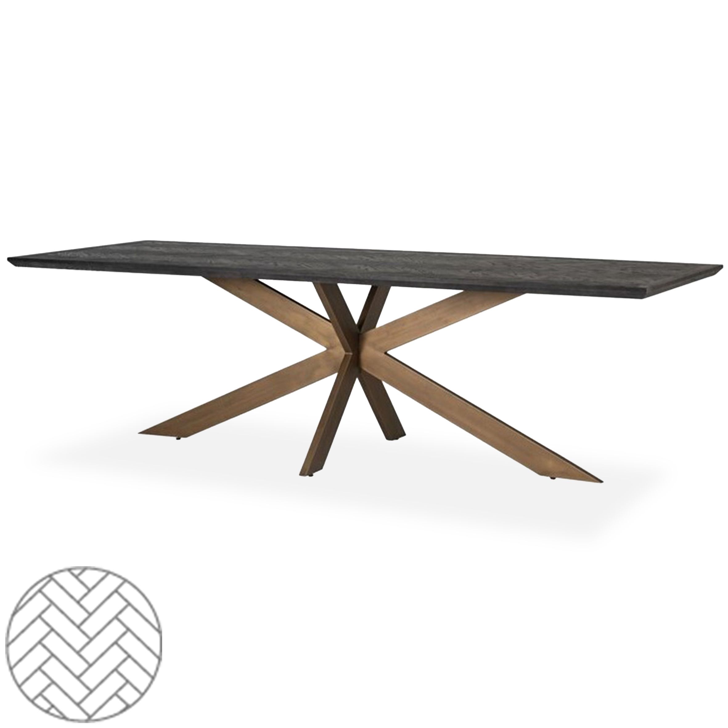 Eetkamertafel 210953 Blackbone Brass B260 x D100 x H76 cm