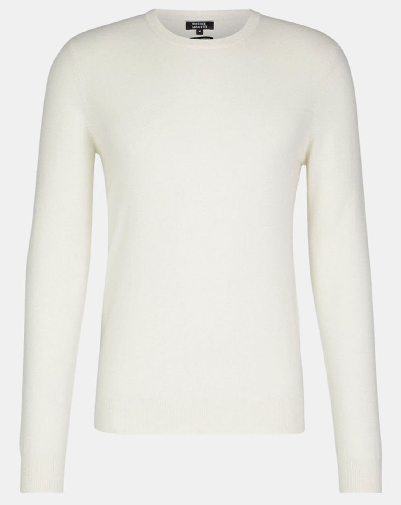 Galeries Lafayette Pull 100% Cachemire Machron col rond écru
