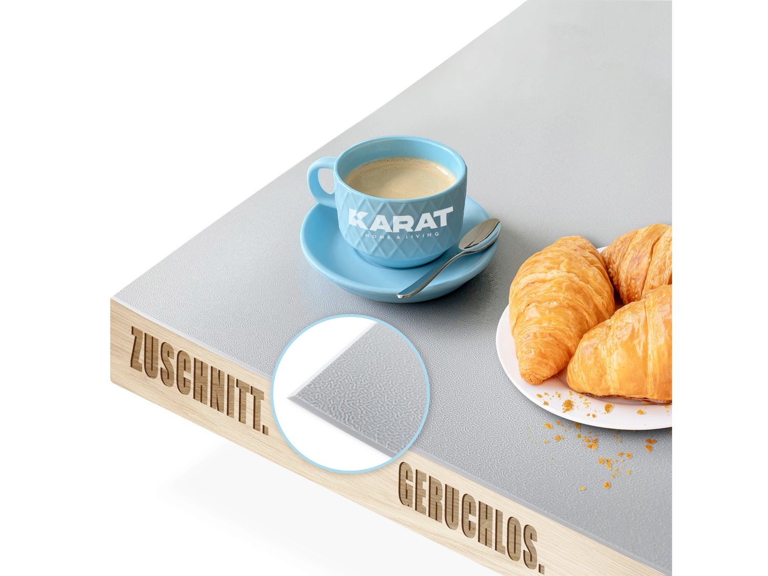 KARAT Tafelbeschermer Empire met afgeschuinde rand lichtgrijs 80 x 40 cm