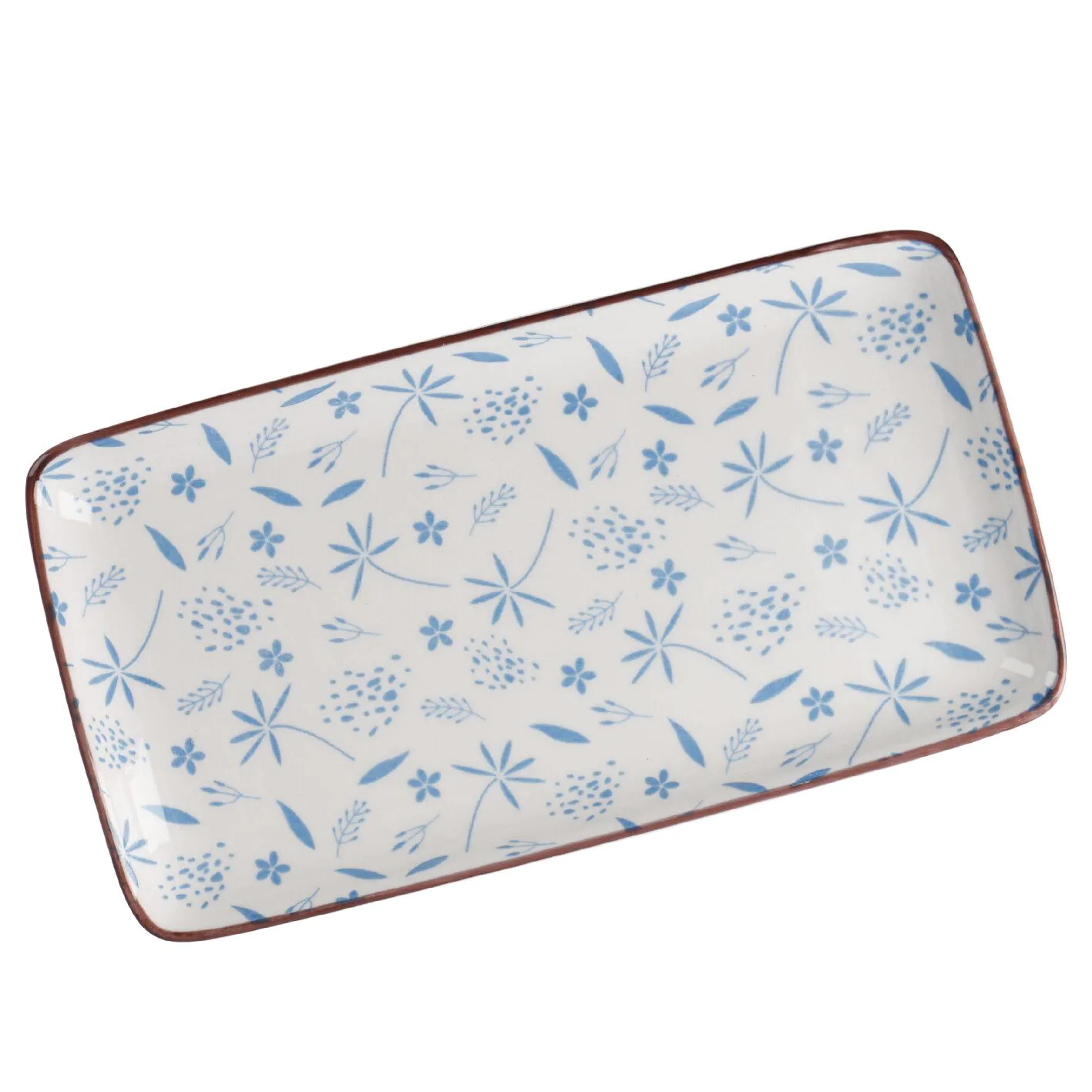 Platte China, blau, Gräser, 23 cm