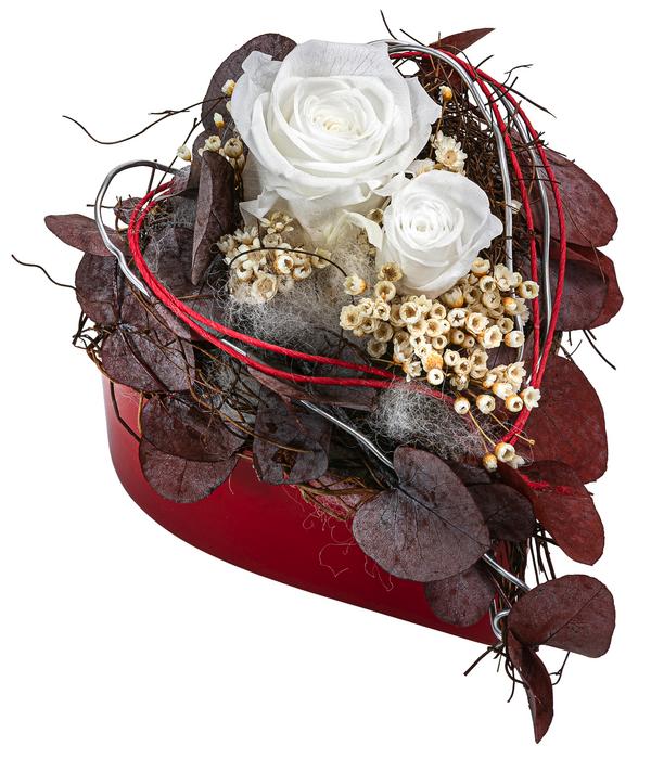 Dehner Kunststoff-Herz mit Longlife-Rose