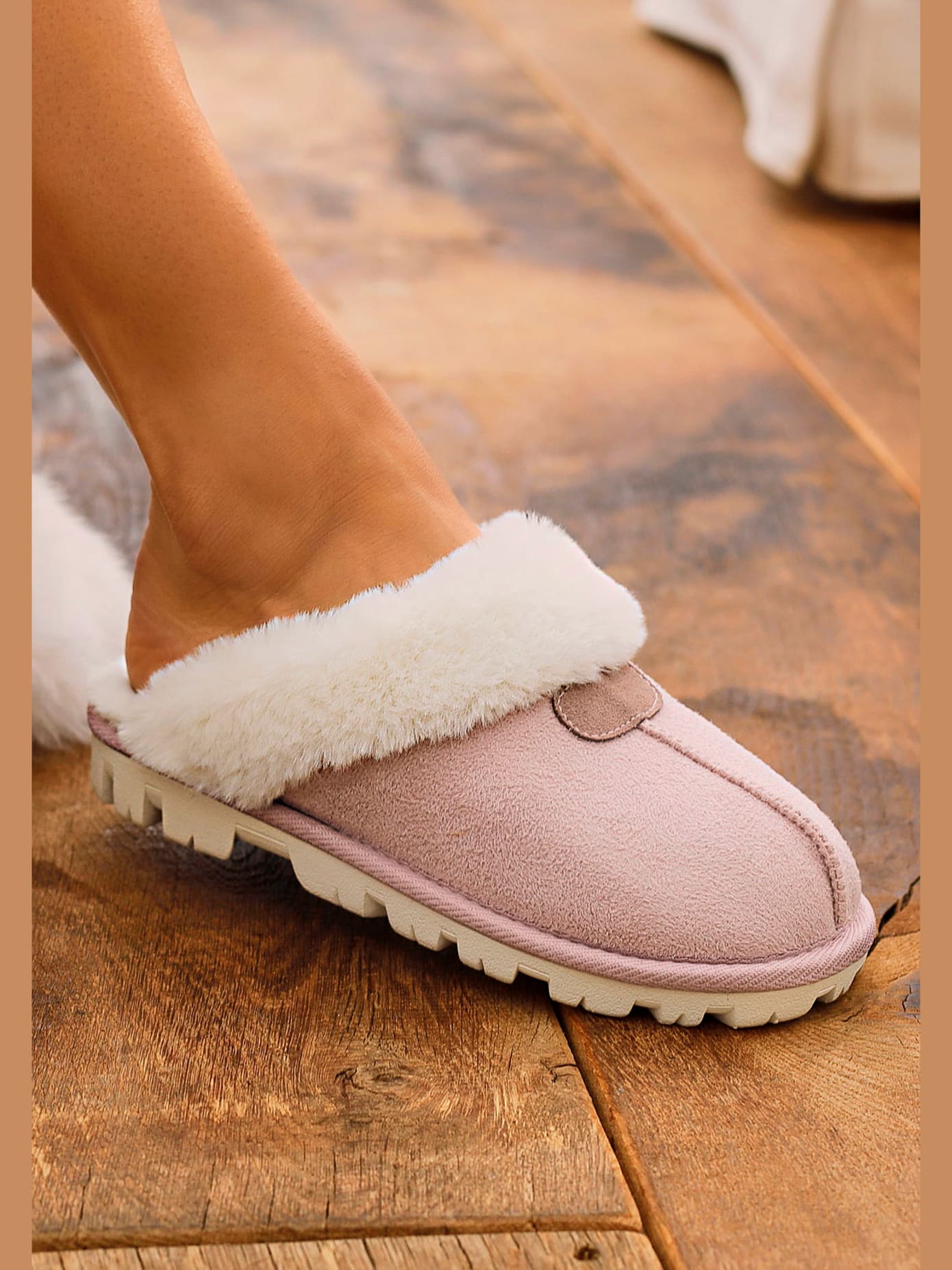 Chaussons en peluche très chaudes, imitation fourrure douce