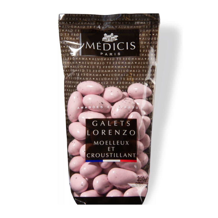 Galets Lorenzo laqués rose - Dragées amande gianduja