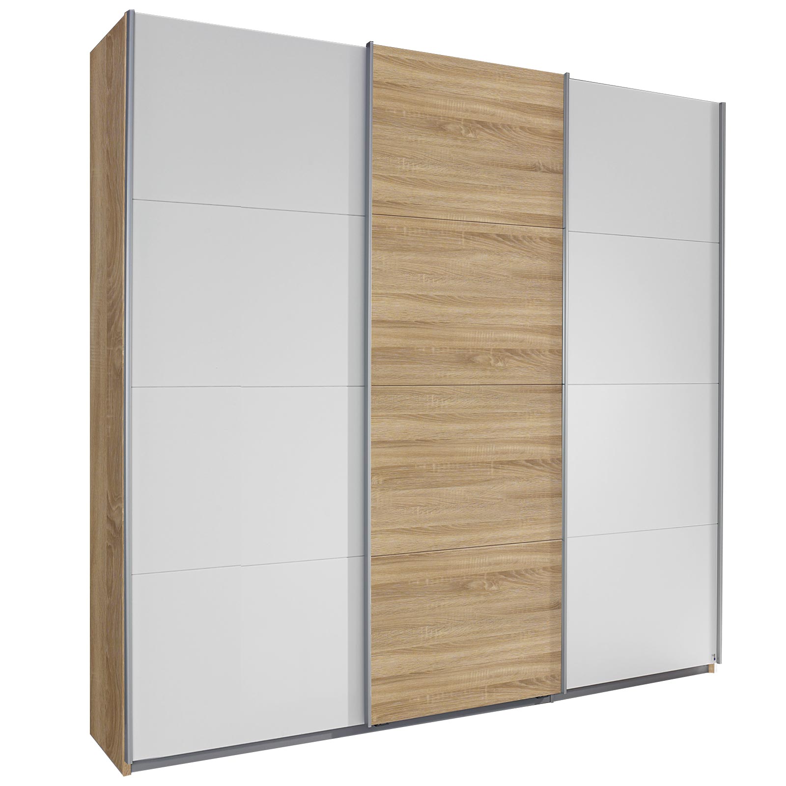 Schwebetürenschrank - alpinweiß - Eiche Sonoma - 203x210 cm