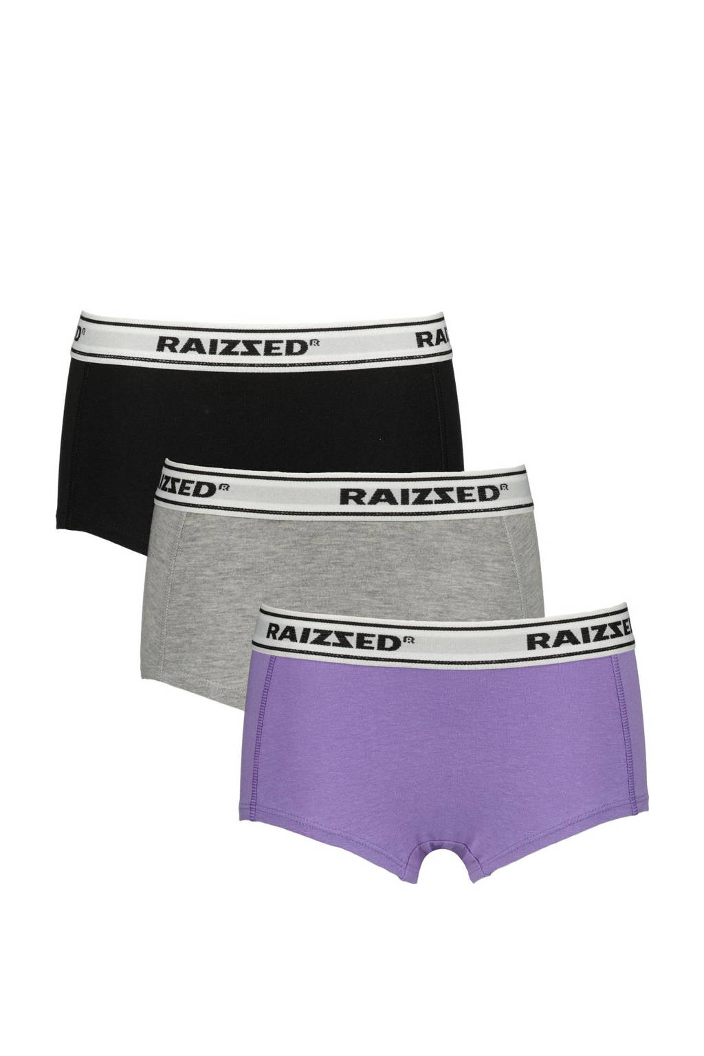 short Nora - set van 3 zwart/grijs melange/lila