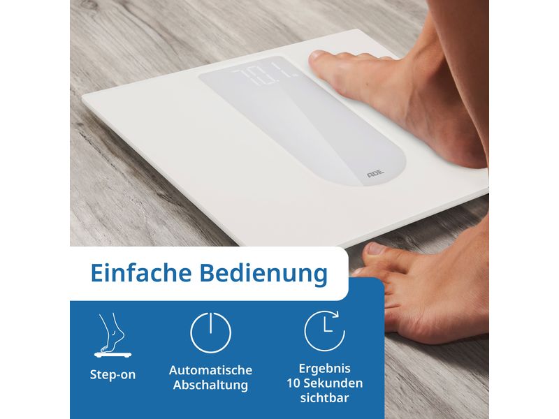 ADE Personenwaage Allegra Weiss Digitale Körperwaage in modernem Design