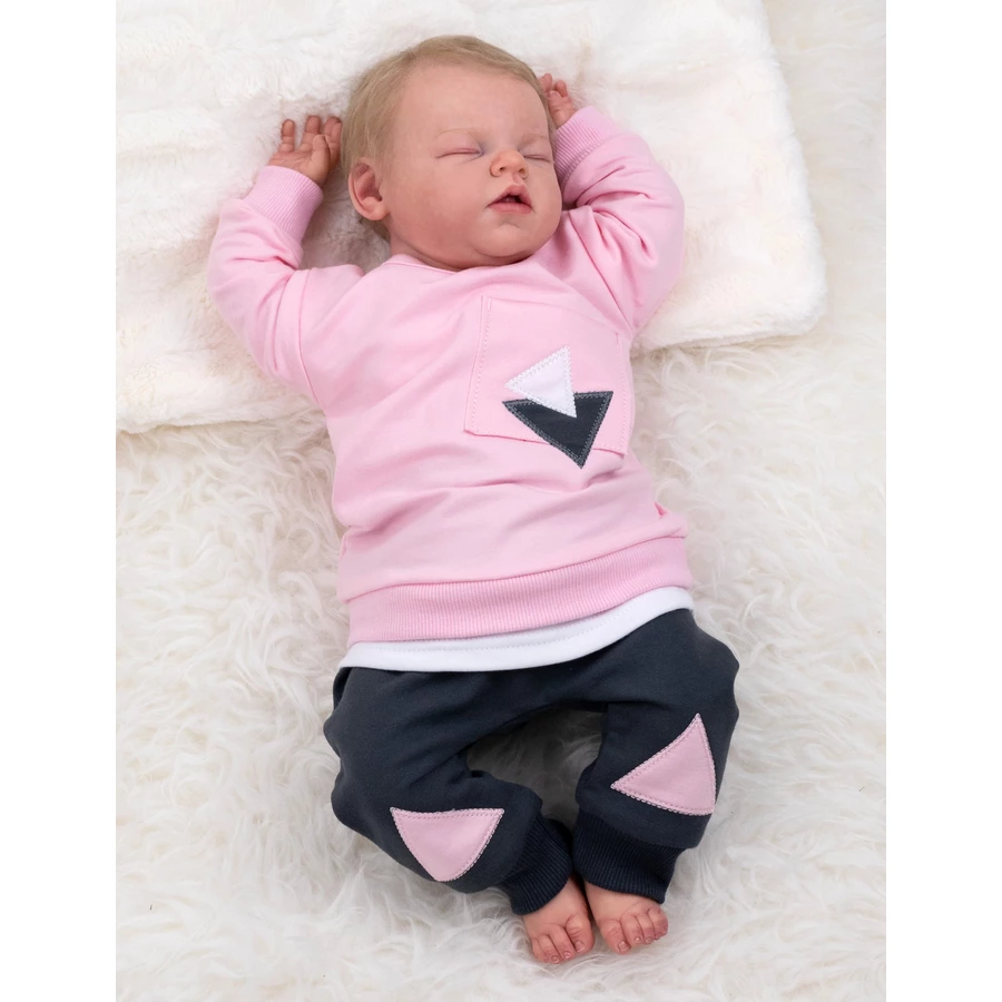 Baby Sweets 2tlg Set Shirt + Hose Lieblingsstücke Triangle grau rosa