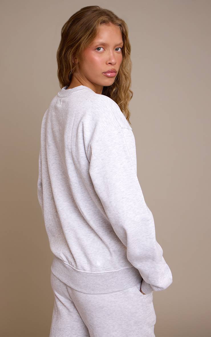 Gris Cendré Sweatshirt Oversize Crème Broderie Boston Usa