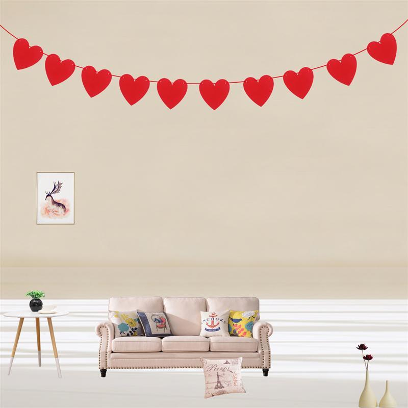 (3m) Filz Herz Girlande Party Dekoration Accessoire - Rot