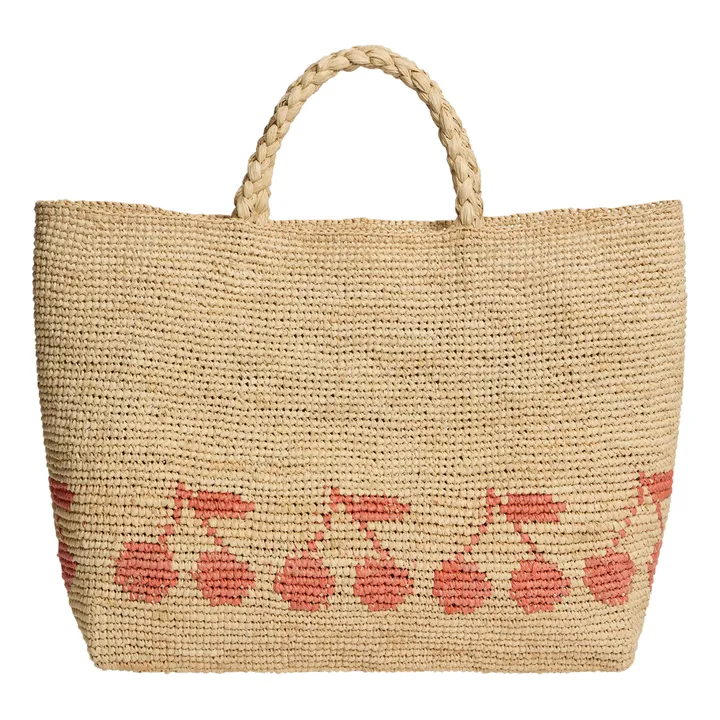 Bonpoint Sac en Raphia Cerises Fama | Beige