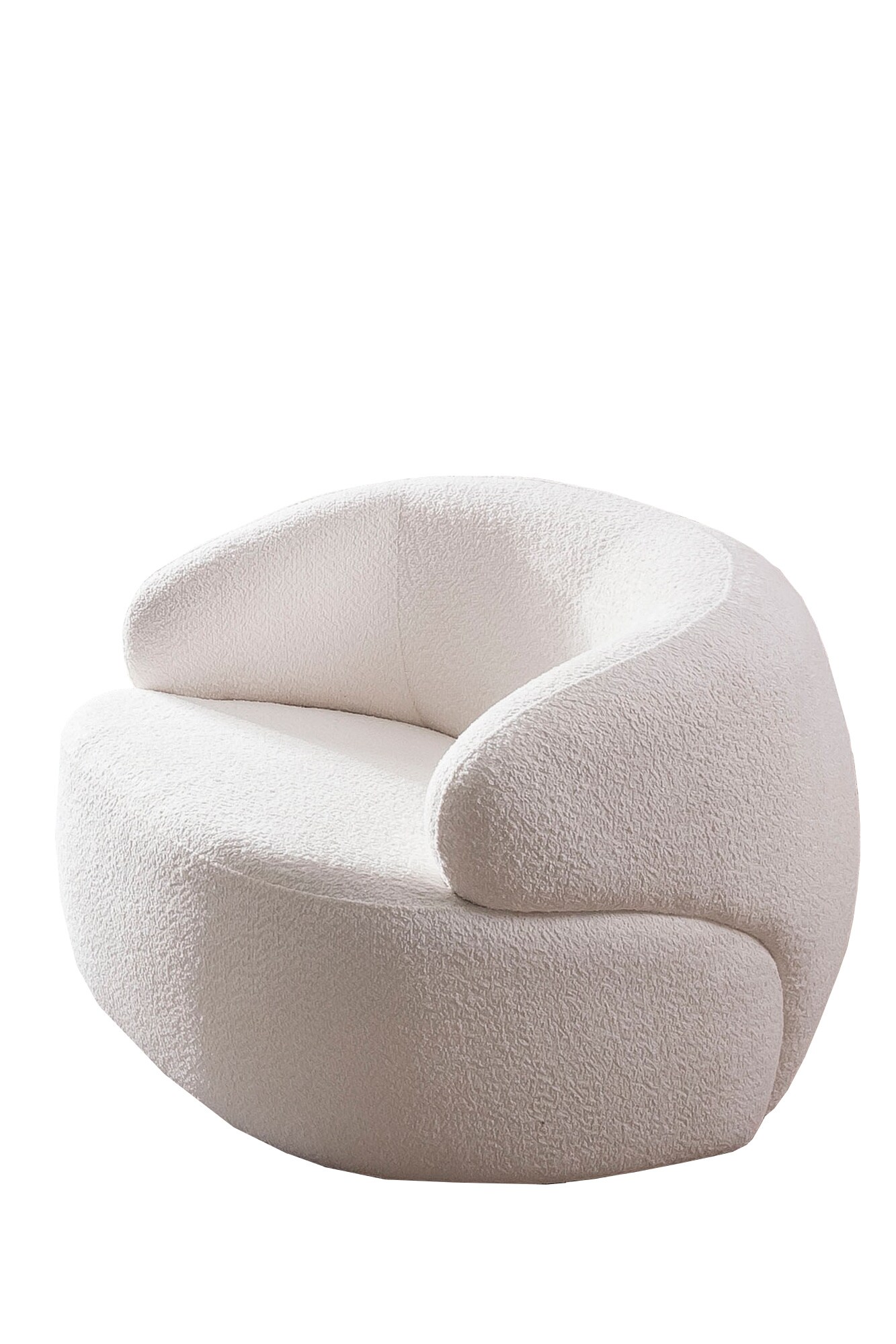 Sessel Bouclé Stoff Weiß Relaxsessel Polstersessel Ohrensessel Loungesessel